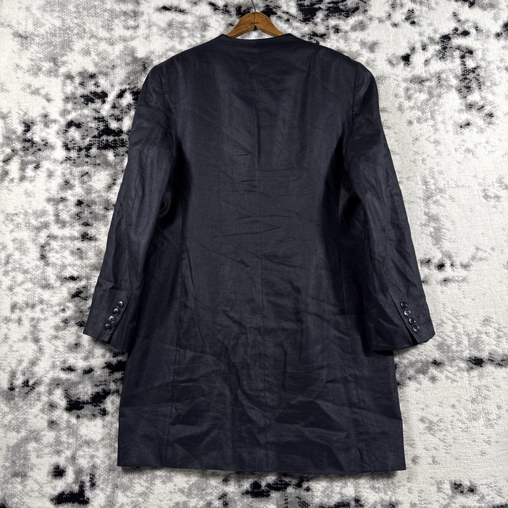 Lauren Ralph Lauren Jacket Womens 12 Black 100% Linen Open Pockets Minimal Lagen - Picture 2 of 9